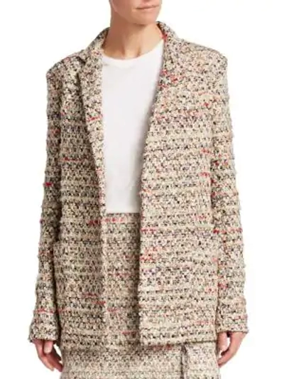Shop Adam Lippes Cotton Tweed Jacket In Ivory Multi