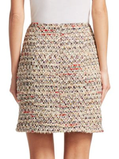 Shop Adam Lippes Cotton Tweed Mini Wrap Skirt In Ivory Multi
