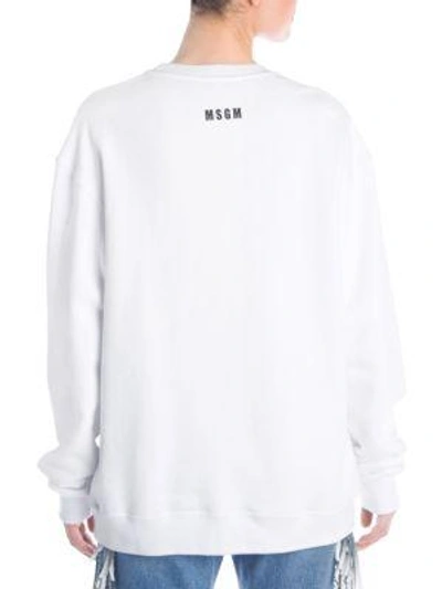 Shop Msgm V-chain Fringe Sweatshirt In White
