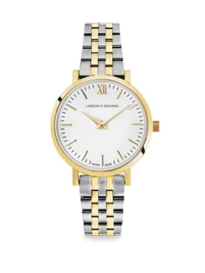 Shop Larsson & Jennings Lugano Aurora Two-tone Bracelet Watch In Silver