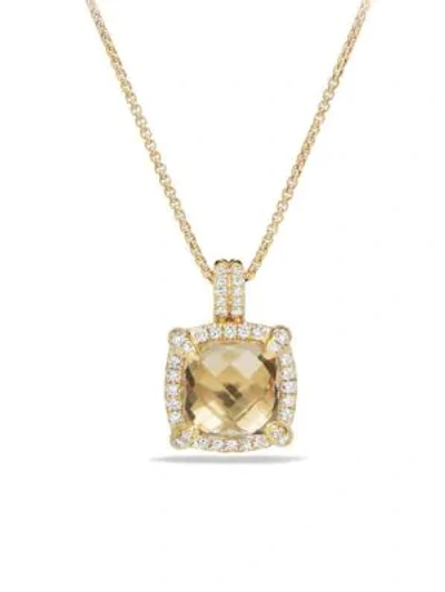 Shop David Yurman Ch Telaine Bezel Necklace With Champagne Citrine & Diamonds