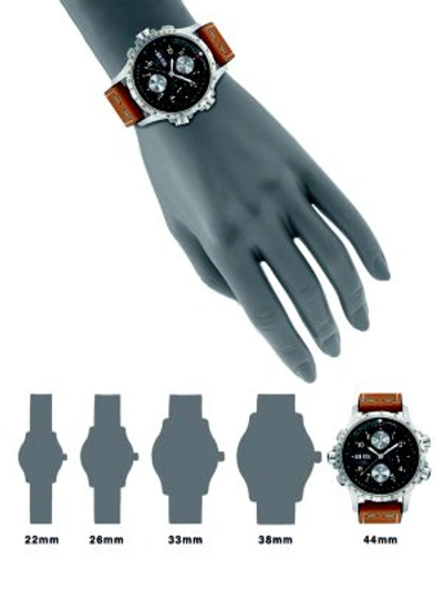 Shop Hamilton Khaki Aviation X-wind Auto Chrono Stainless Steel & Leather Strap Watch In Cognac Silver