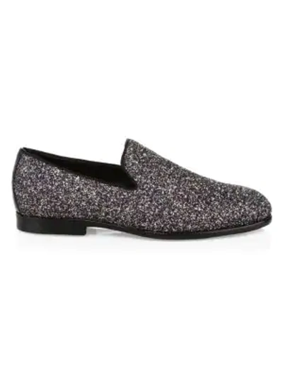 Shop Jimmy Choo Glitter Loafers In Twilight
