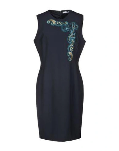 Shop Versace Short Dress In Dark Blue