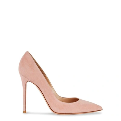 Shop Gianvito Rossi Classic 100 Blush Suede Pumps In Nude