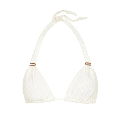 Shop V I X Paula Hermanny Bia Textured Halterneck Bikini Top In White