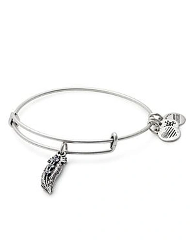 Shop Alex And Ani Feather Expandable Wire Bangle In Silver