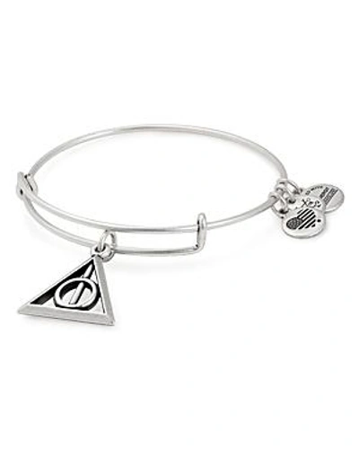 Shop Alex And Ani Deathly Hallow Expandable Wire Bangle In Silver