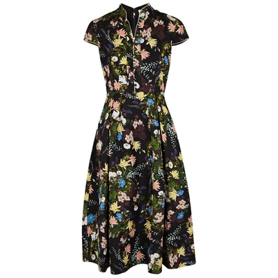 Shop Erdem Henrietta Floral-print Matelasse Dress In Multicoloured