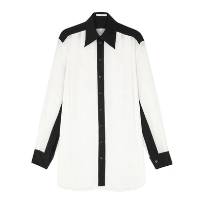 Shop Givenchy Monochrome Oversized Silk Shirt In White And Black