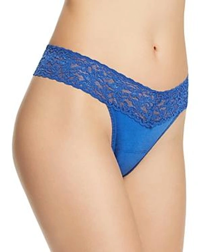 Shop Hanky Panky Cotton With A Conscience Original-rise Thong In Atlantis Blue
