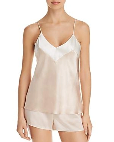 Shop Ginia Two-tone Silk Cami In Light Beige/ivory