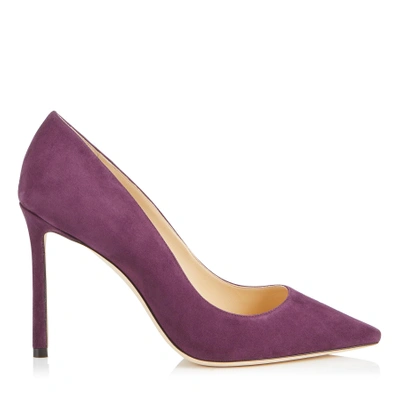 ROMY 100 Grape Suede Pointy Toe Pumps
