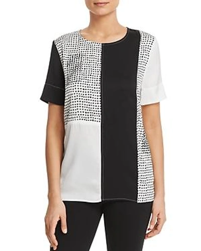 Shop Donna Karan New York Embellished Color-block Top In Black/white