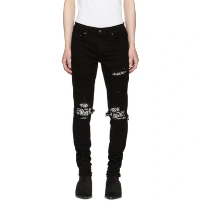 Shop Amiri Black Bandana Crystal Jeans