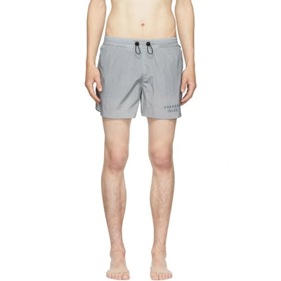 Shop Everest Isles Grey Runner 01 Swim Shorts In Light Grey