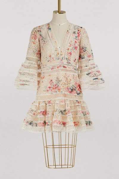 Shop Zimmermann Laelia Mini Dress In Meadow Floral