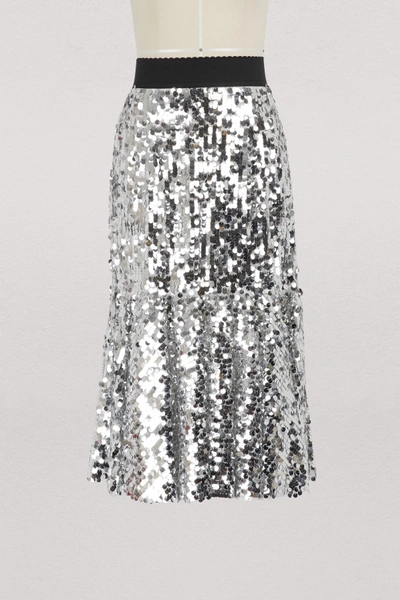 Shop Dolce & Gabbana Skirt With Sequins In Silver