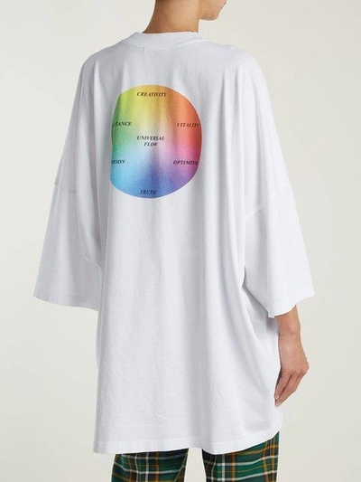 Universal Flow Cotton T-shirt In Multicoloured 'universal Flow' Print