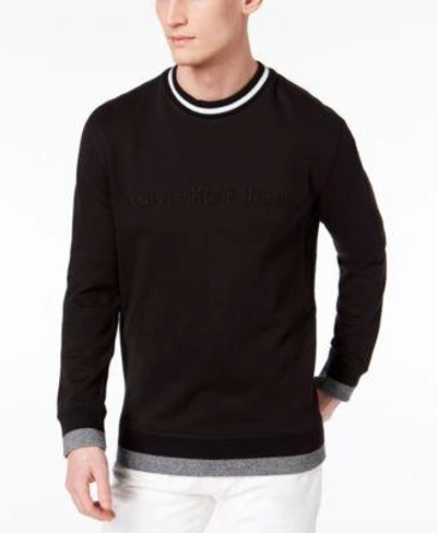 Shop Calvin Klein Jeans Est.1978 Men's Striped-trim Sweatshirt In Black