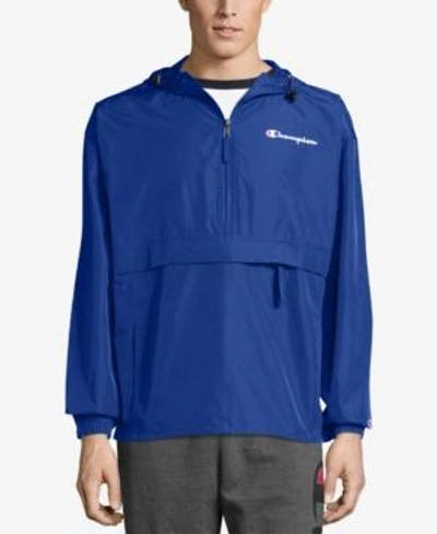Shop Champion Men's Packable Half-zip Hooded Water-resistant Jacket In Surf The Web