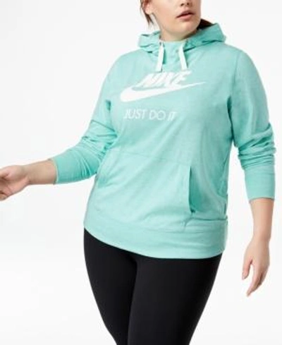 Shop Nike Plus Size Gym Vintage Hoodie In Emrise/green
