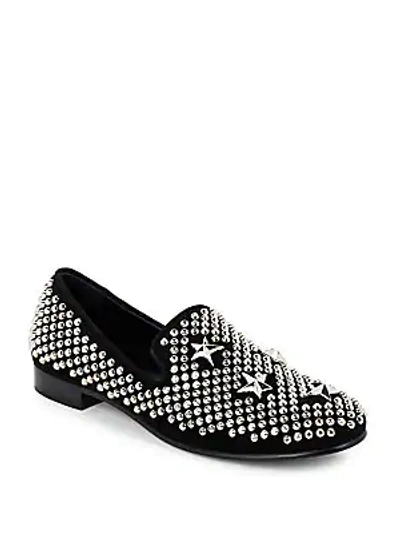 Shop Giuseppe Zanotti Studded Leather Loafers In Black