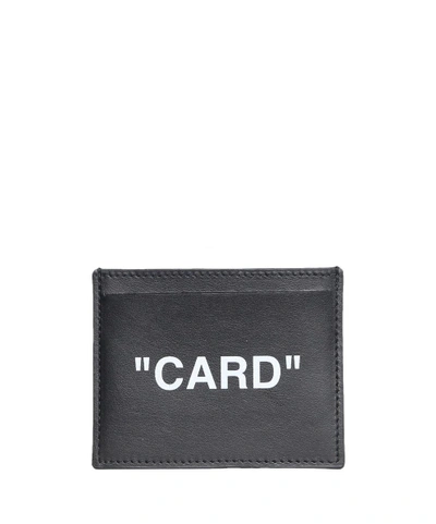 Shop Off-white Quote Leather Card Holder In Nero