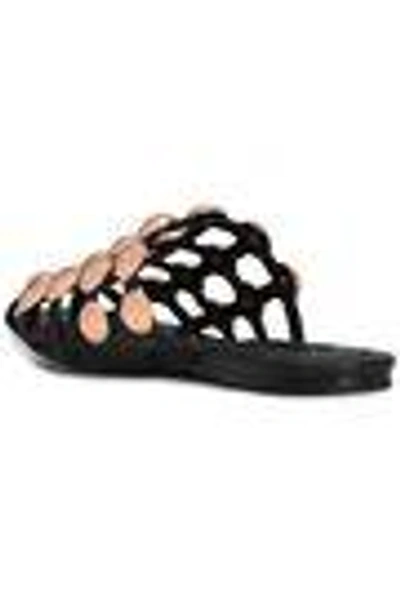 Shop Alexander Wang Amelia Studded Cutout Leather Slippers In Black