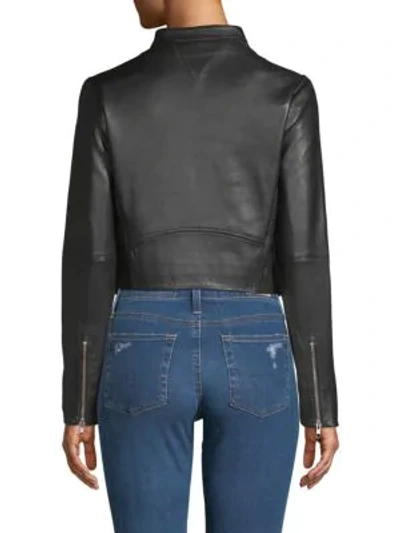 Shop Veda Leather Jam Jacket In Lagoon