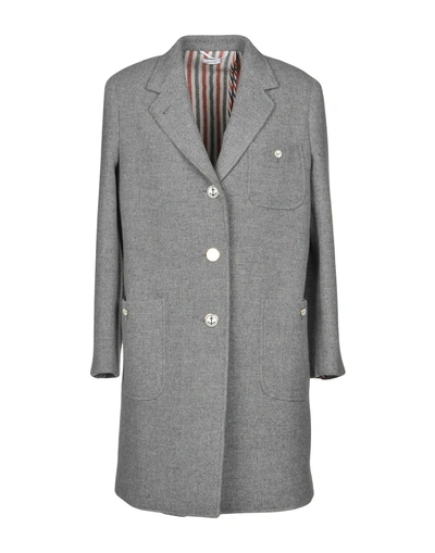 Shop Thom Browne Coat In Light Grey