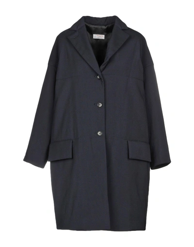 Shop Alberto Biani Coats In Dark Blue