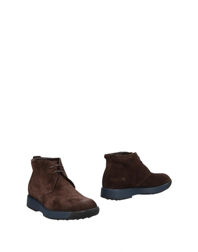 Shop Ferragamo Man Ankle Boots Dark Brown Size 9 Soft Leather