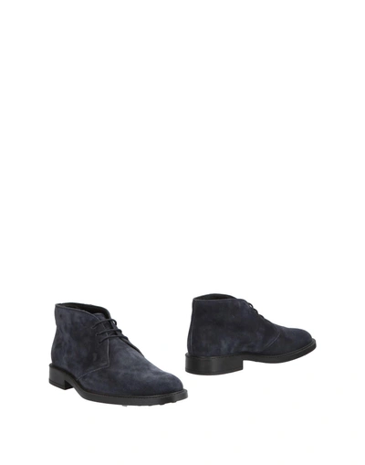 Shop Tod's Man Ankle Boots Midnight Blue Size 7.5 Leather
