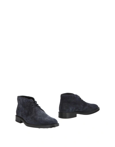Tod's Chukka Suede Lace-up Boots In Blue