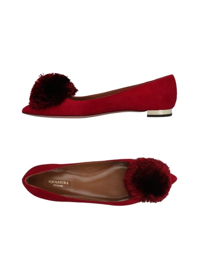 Shop Aquazzura Woman Ballet Flats Red Size 5.5 Soft Leather