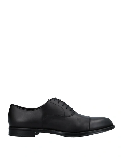 Doucal's Classic Black Derby Shoes Polished Finish In Calf Leather Man In Black