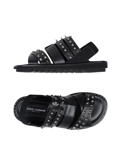 Shop Dolce & Gabbana Man Sandals Black Size 8 Calfskin, Elastic Fibres