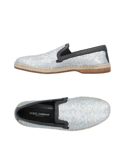 Shop Dolce & Gabbana Man Loafers Silver Size 7.5 Polyester, Calfskin