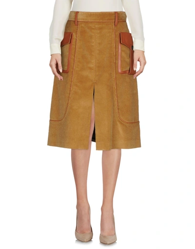 Shop Prada Knee Length Skirt In Camel