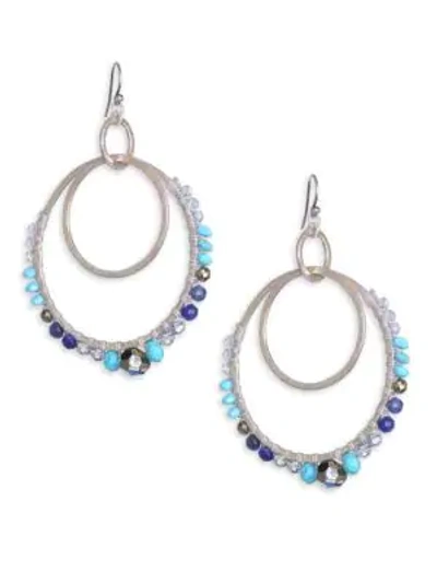 Shop Chan Luu Women's Mix Stone Double Hoop Earrings In Silver