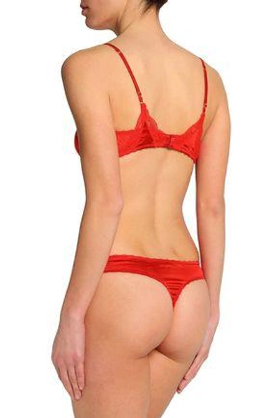 Shop Stella Mccartney Woman Eloise Enchanting Silk-blend Satin And Lace Soft-cup Triangle Bra Red
