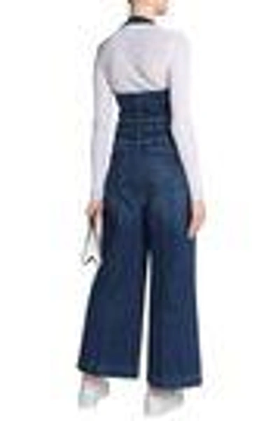 Shop Stella Mccartney Woman Cutout Denim Jumpsuit Mid Denim