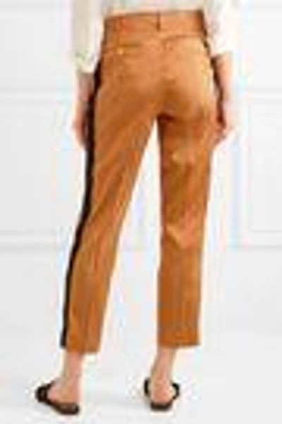Shop Etro Woman Cropped Striped Silk Straight-leg Pants Yellow
