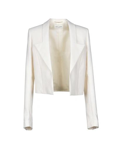 Shop Saint Laurent Blazer In Ivory