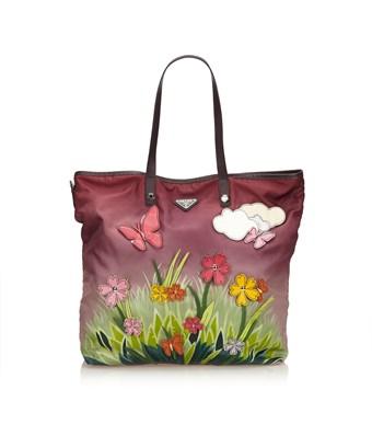 prada printed nylon tote