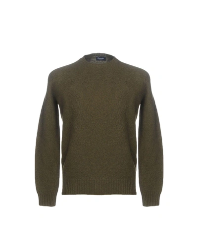 Shop Drumohr Man Sweater Military Green Size 46 Lambswool