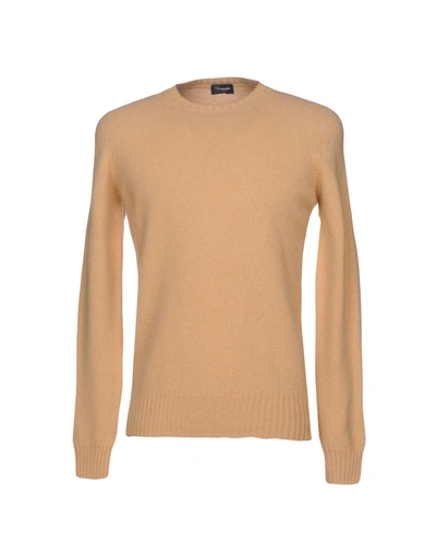 Shop Drumohr Man Sweater Sand Size 38 Lambswool In Beige