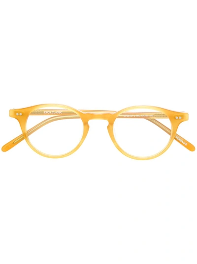 Shop Epos Round Frame Glasses In Yellow & Orange