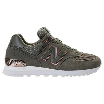 Shop New Balance Women's 574 Rose Gold Casual Shoes, Green